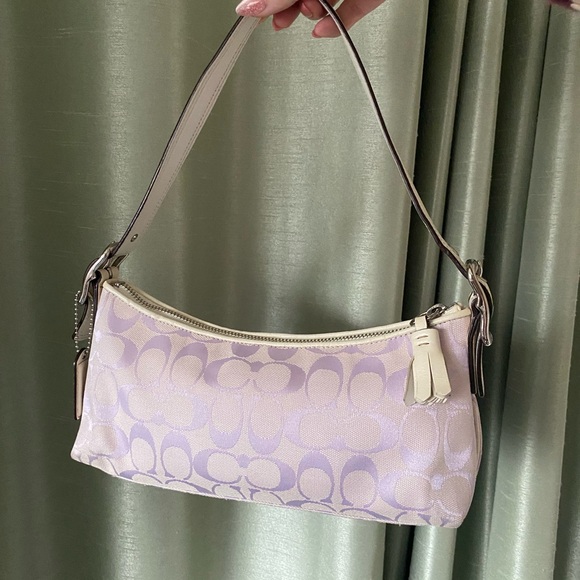 Coach Handbags - Coach 8K01 Lavender Signature Canvas Demi Shoulder Bag
